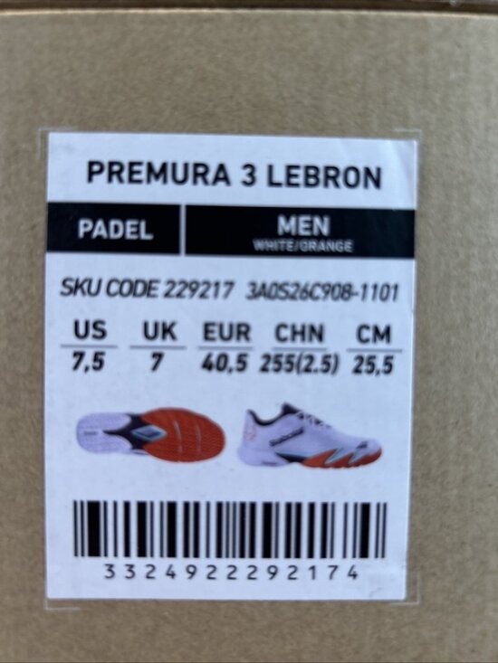 Babolat Premura 3 Lebron  White Orange Aqua Court Sneaker Men 7.5 New in Box main image 7